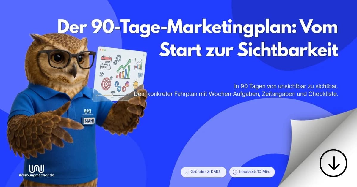 MANI hält einen Marketingplan. Ratgeberillustration.