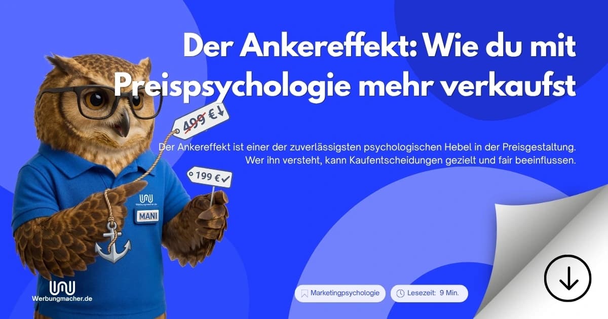 MANI zeigt Preisbeispiele zum Ankereffekt. Ratgeberillustration.