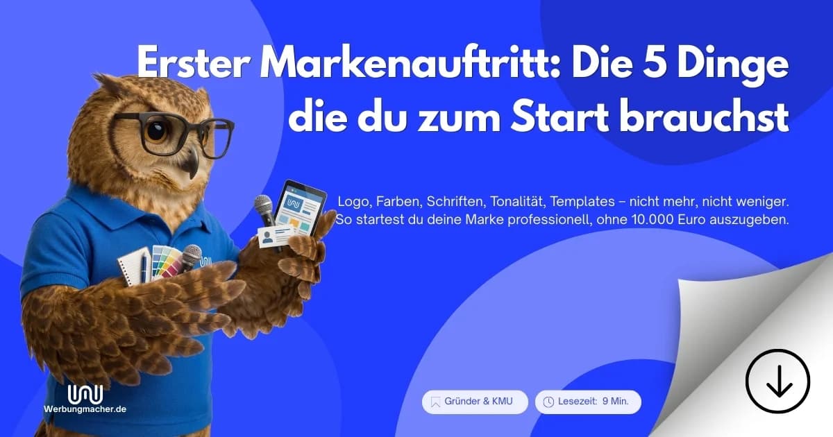 MANI hält Bausteine für einen Markenauftritt. Ratgeberillustration.