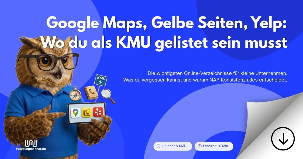 MANI zeigt Symbole für Unternehmensverzeichnisse. Ratgeberillustration.