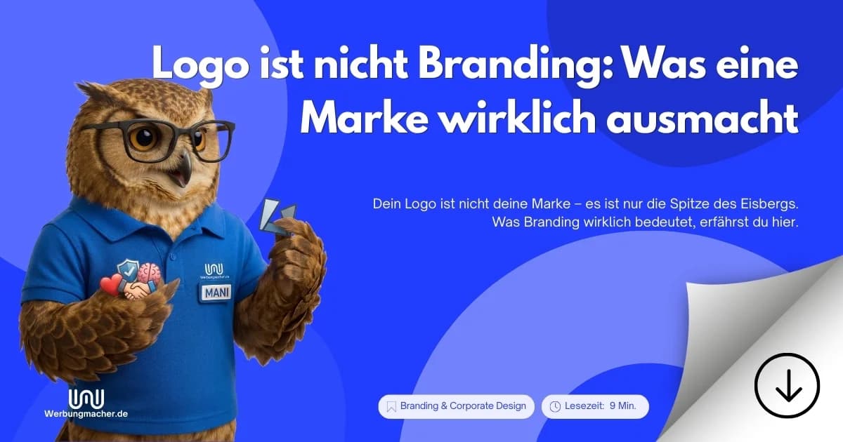 MANI zeigt die Bausteine eines Markenauftritts. Ratgeberillustration.