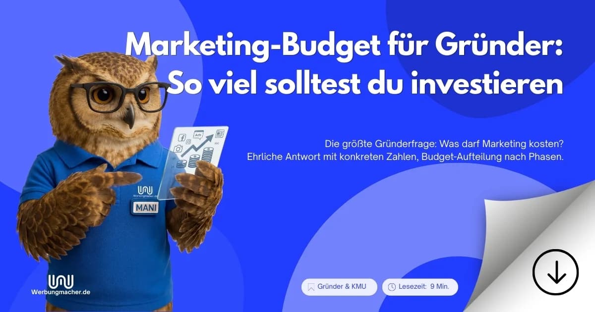 MANI zeigt Planungsunterlagen für das Marketingbudget. Ratgeberillustration.