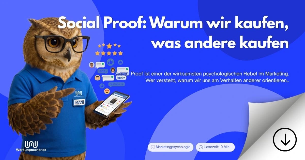MANI präsentiert Beispiele für Social Proof. Ratgeberillustration.
